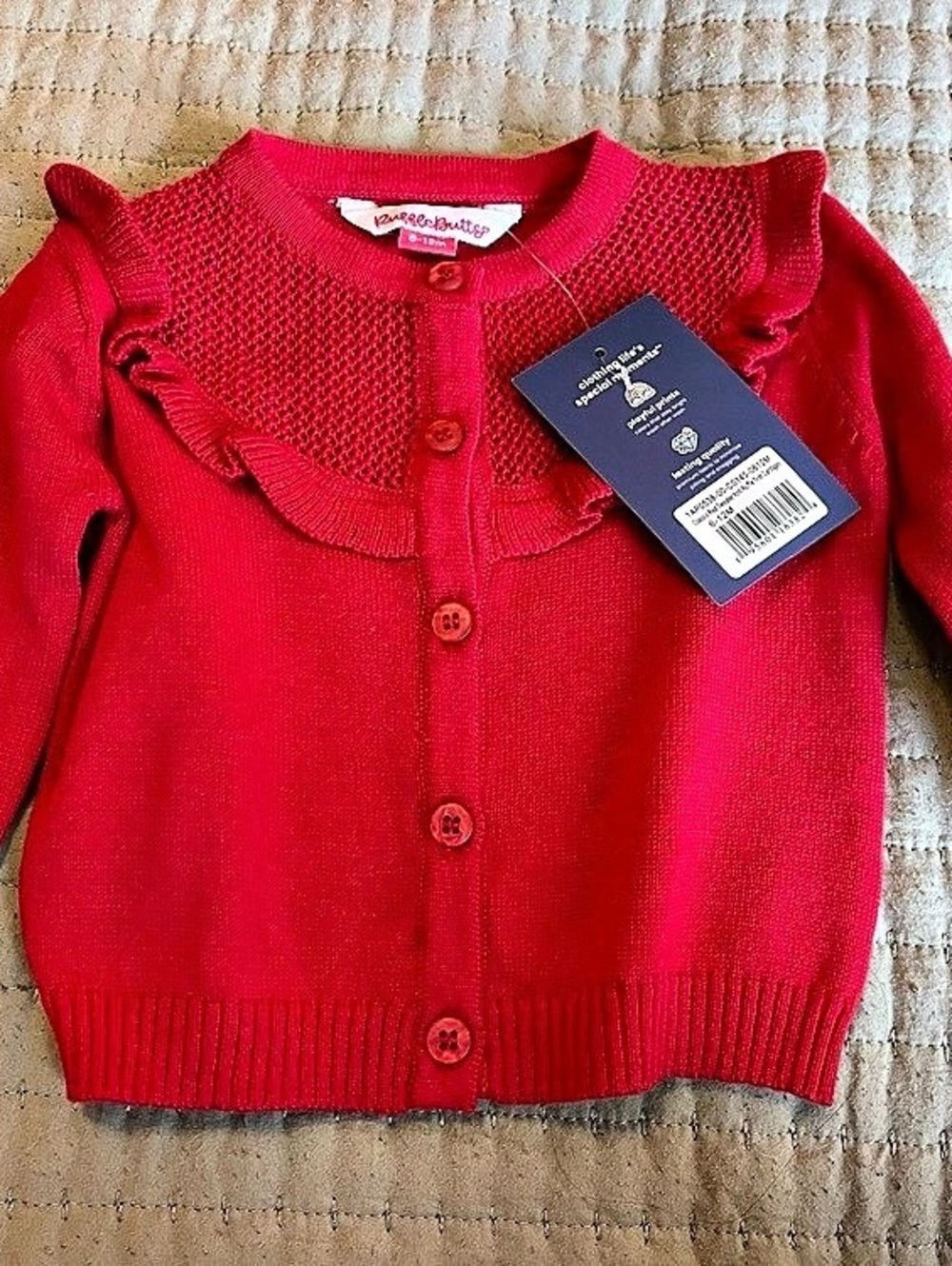 Ruffle Butts Girls Red Cardigan Size 6-12M NWT